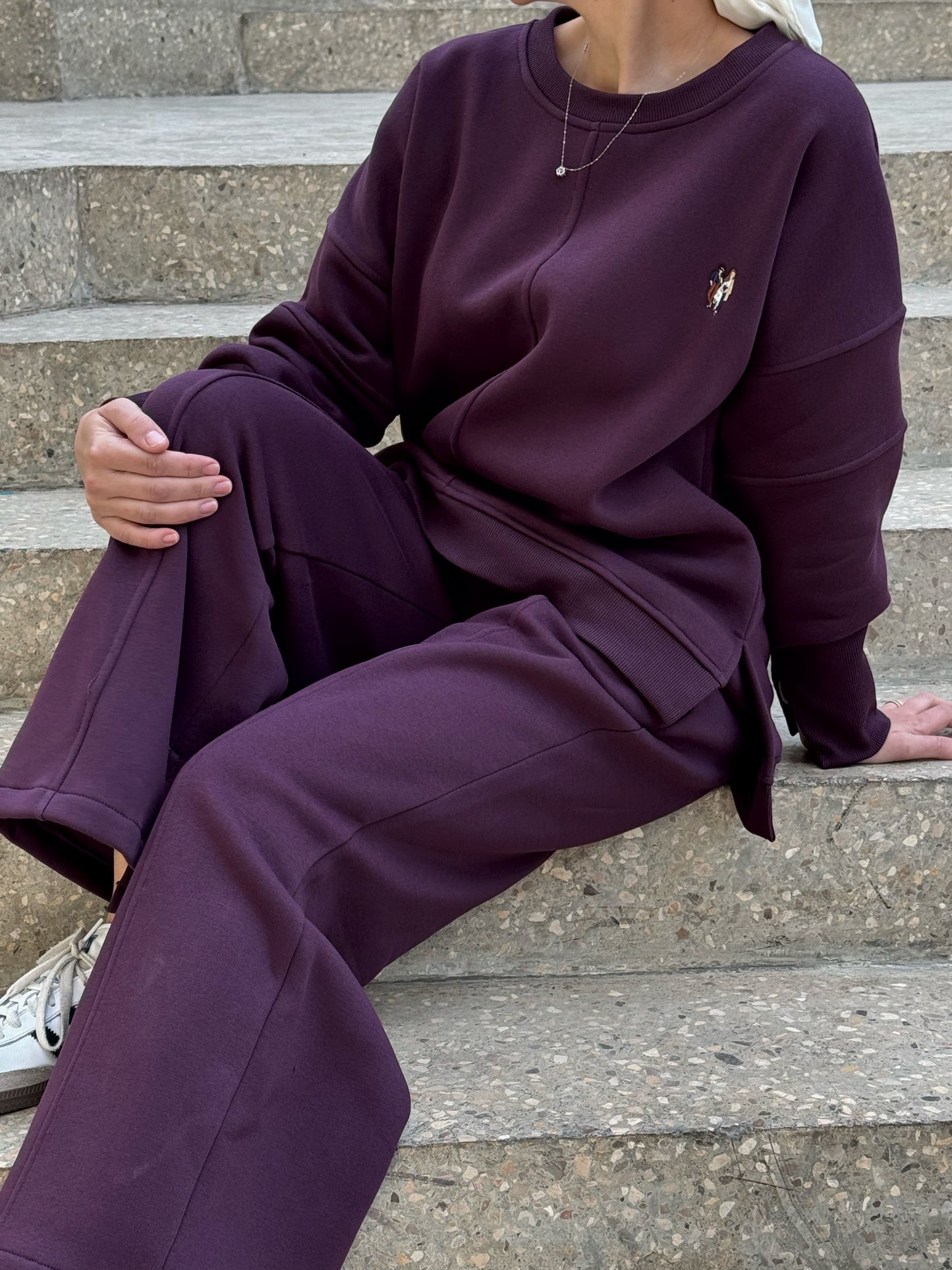 - Burgundy oversized hooded set
