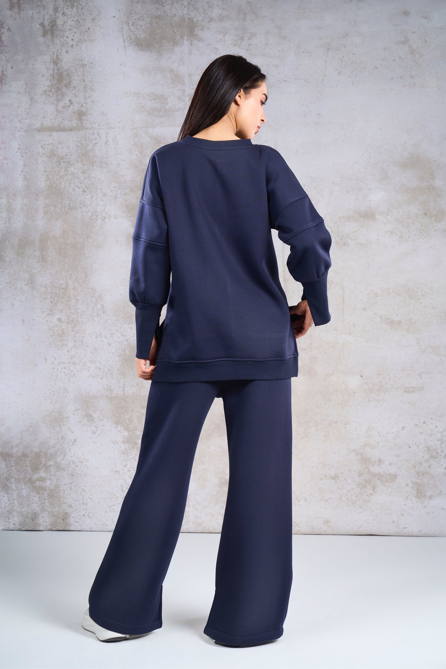 Navy blue oversized hooded set
