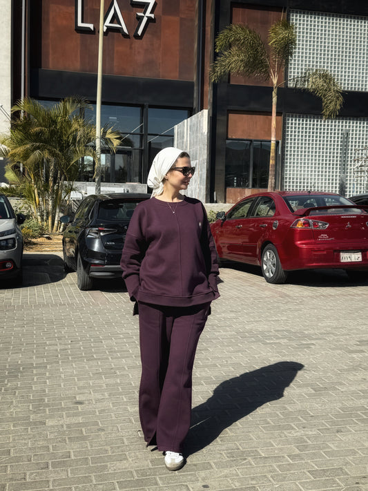 - Burgundy oversized hooded set