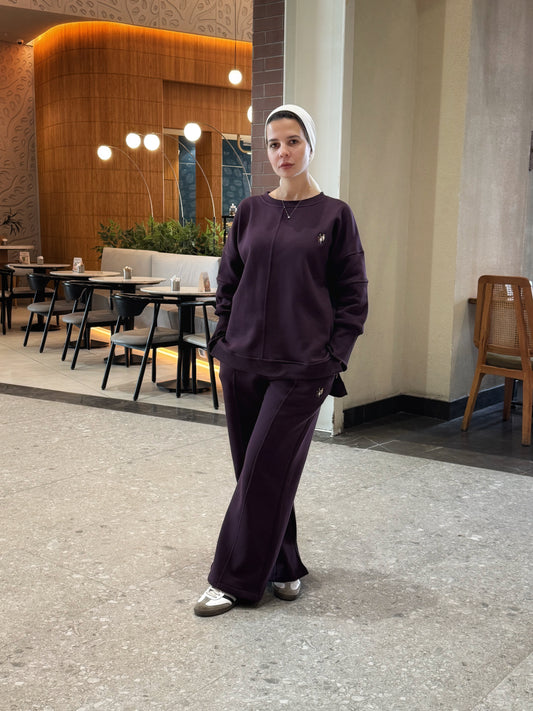 - Burgundy oversized hooded set