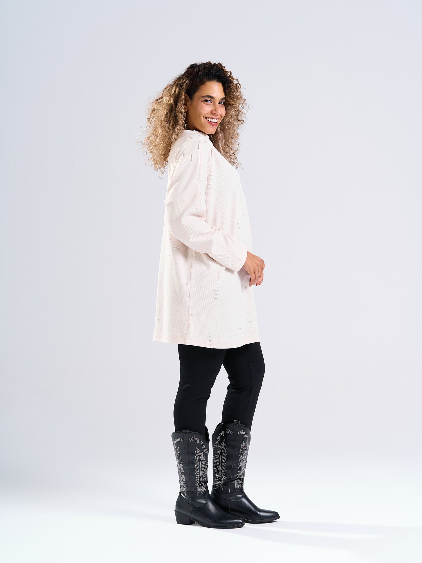 Distressed Oversized Longline T-Shirt