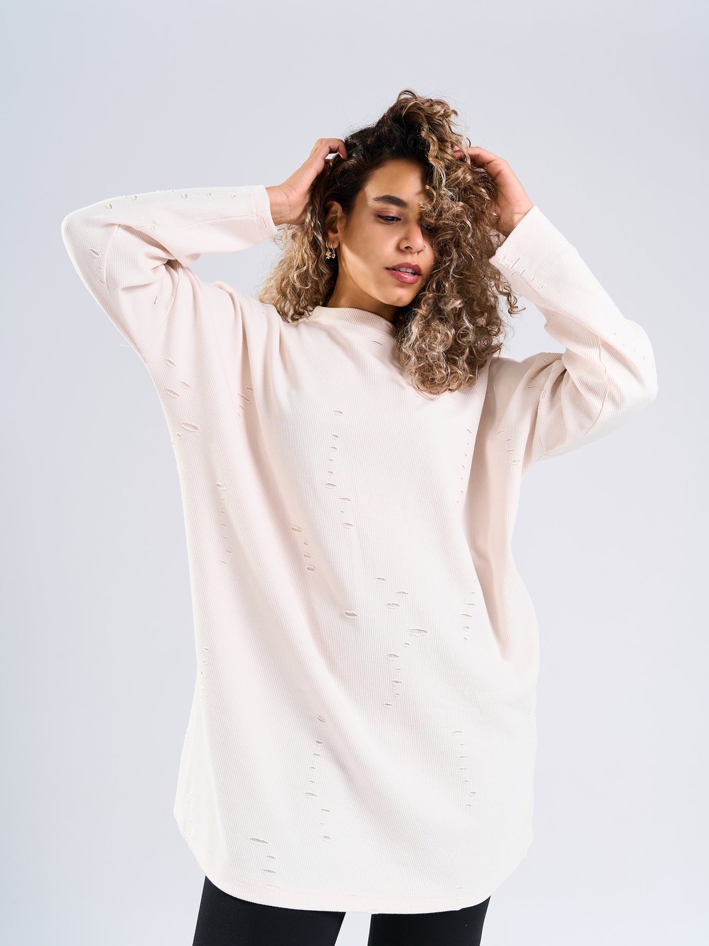 Distressed Oversized Longline T-Shirt