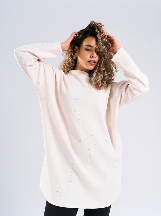Distressed Oversized Longline T-Shirt