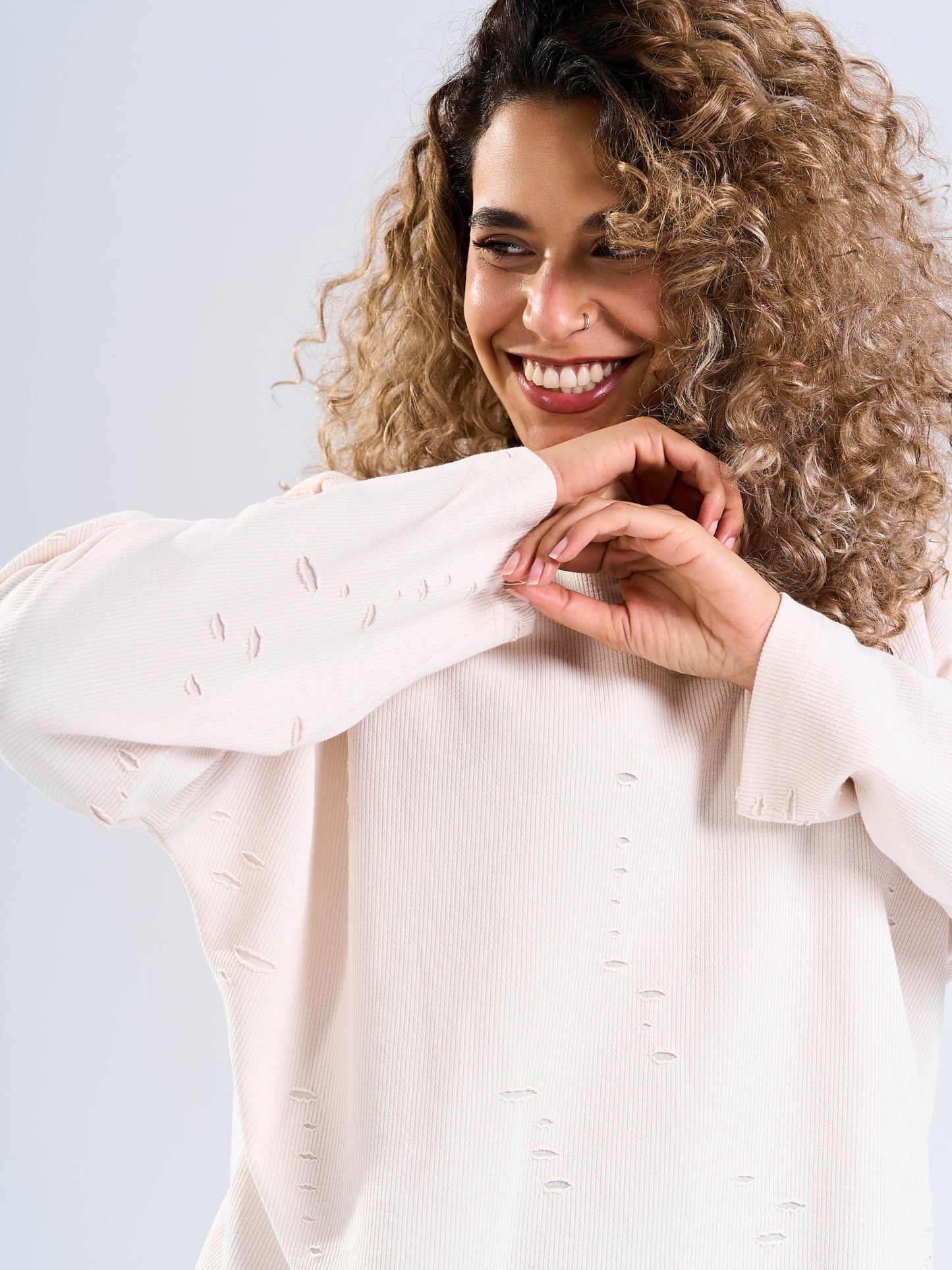 Distressed Oversized Longline T-Shirt