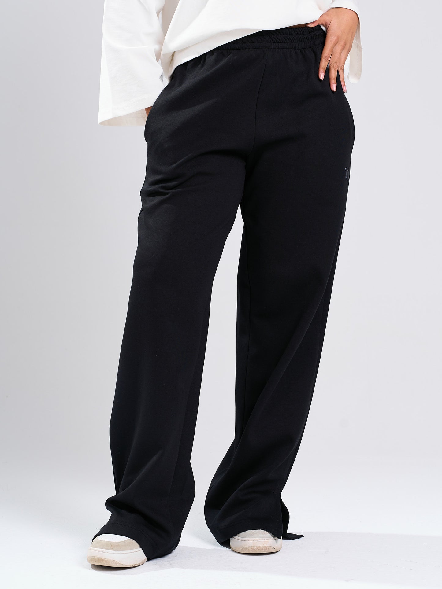Wide-Leg Cotton Sweatpants