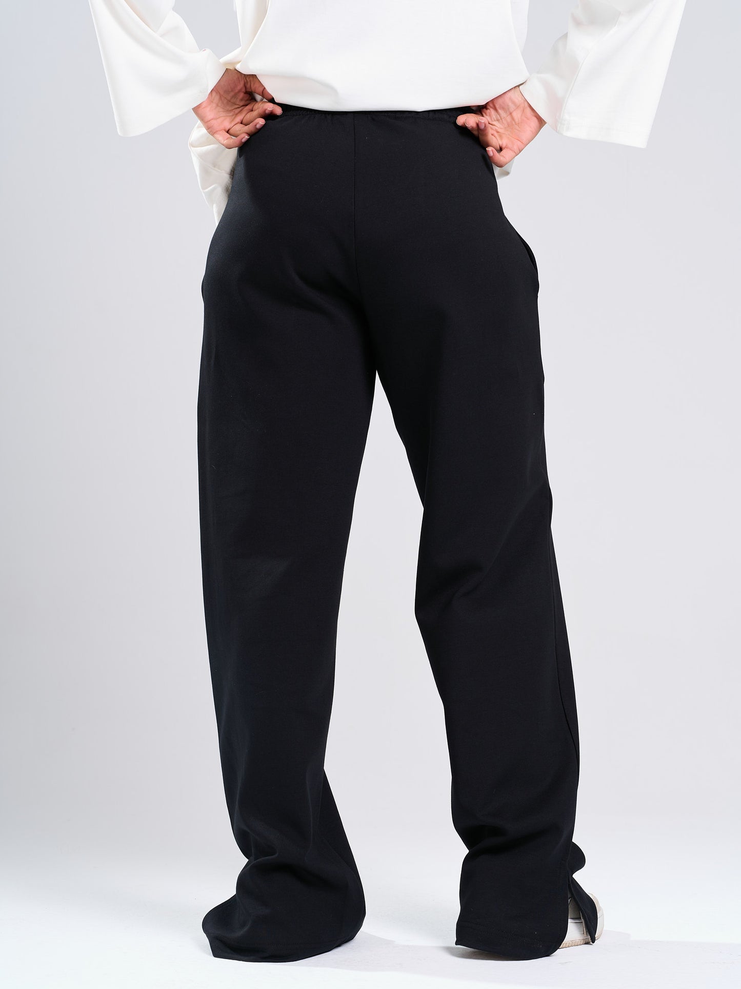 Wide-Leg Cotton Sweatpants