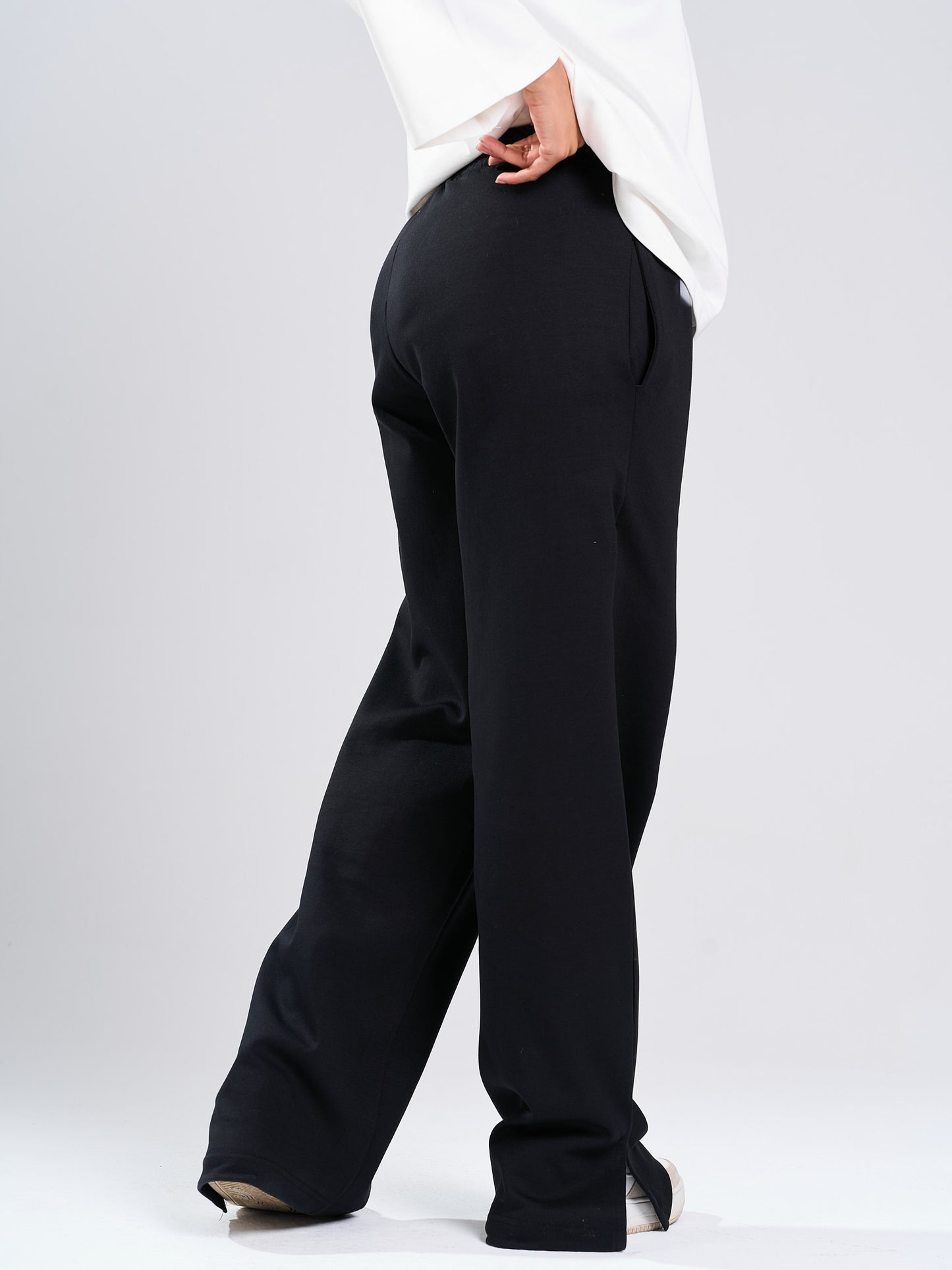 Wide-Leg Cotton Sweatpants