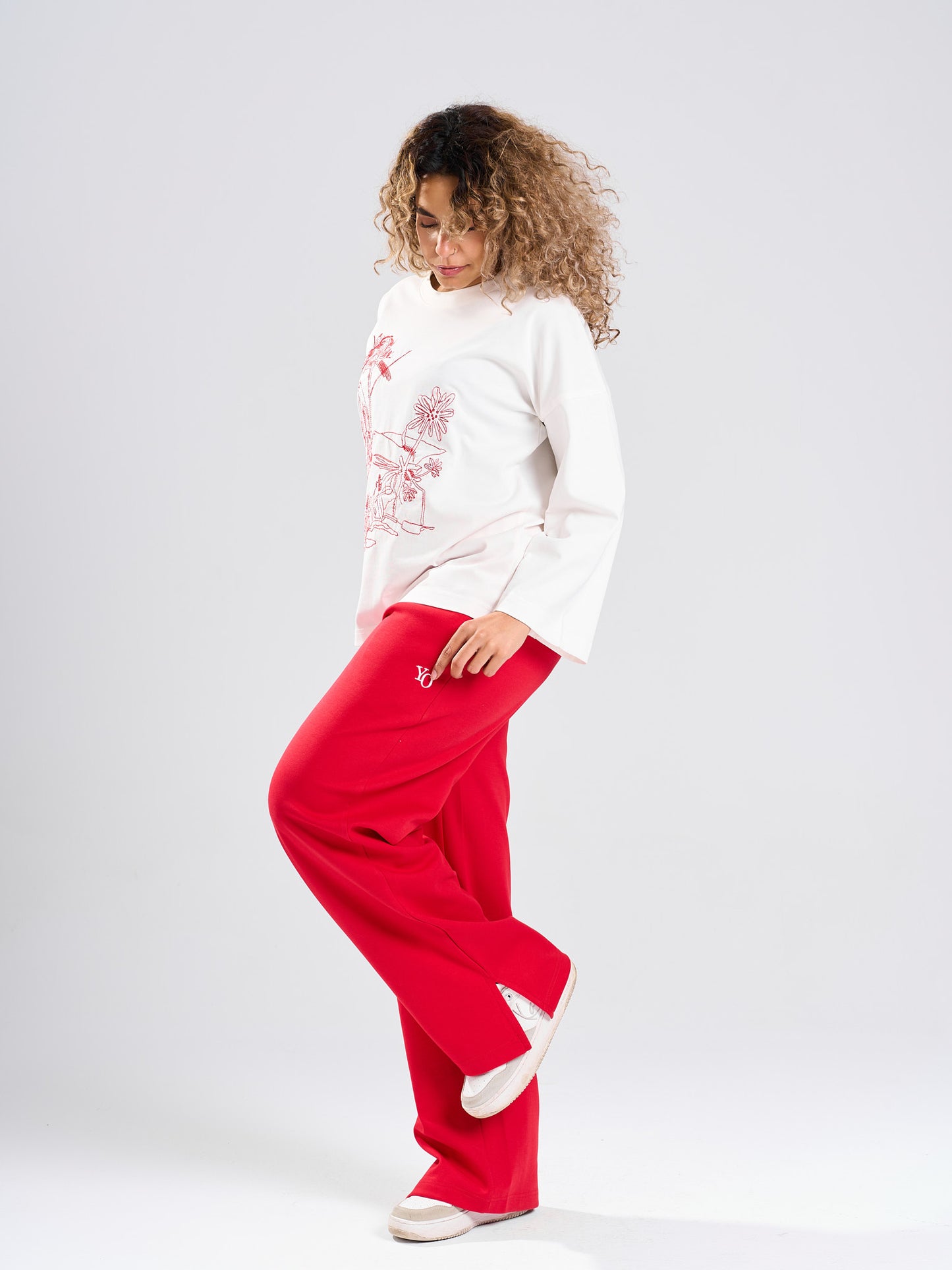 Wide-Leg Cotton Sweatpants
