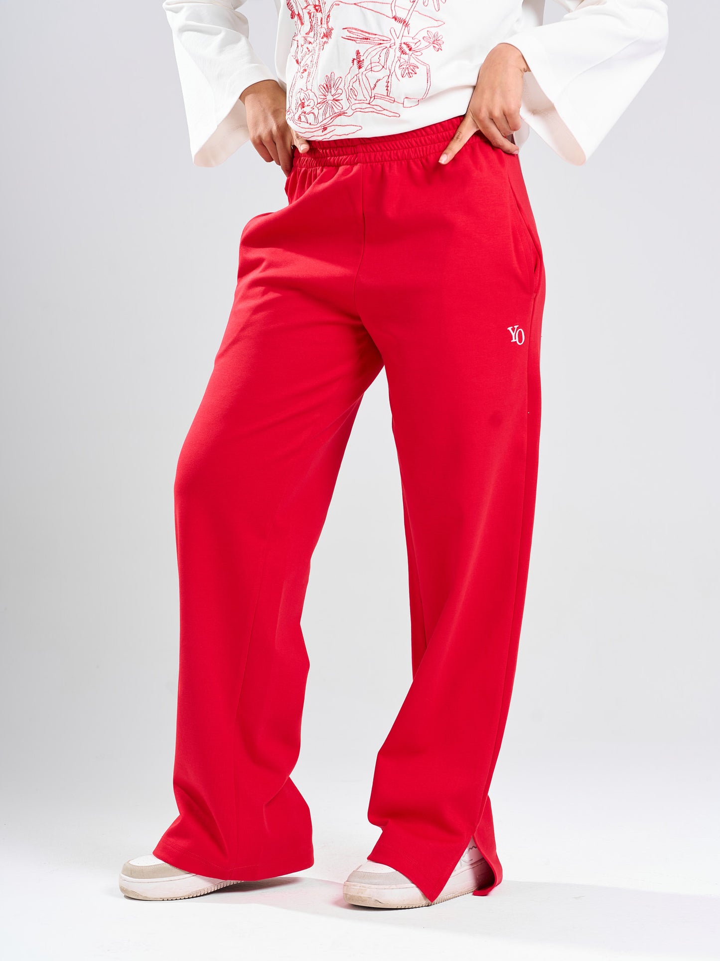 Wide-Leg Cotton Sweatpants