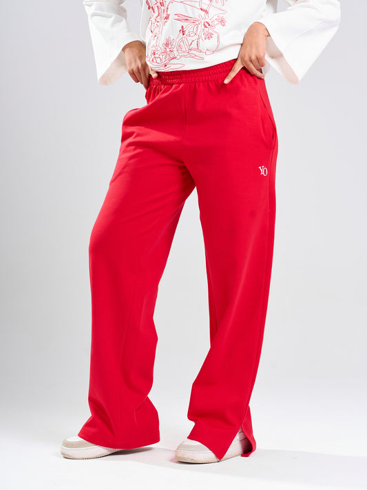 Wide-Leg Cotton Sweatpants