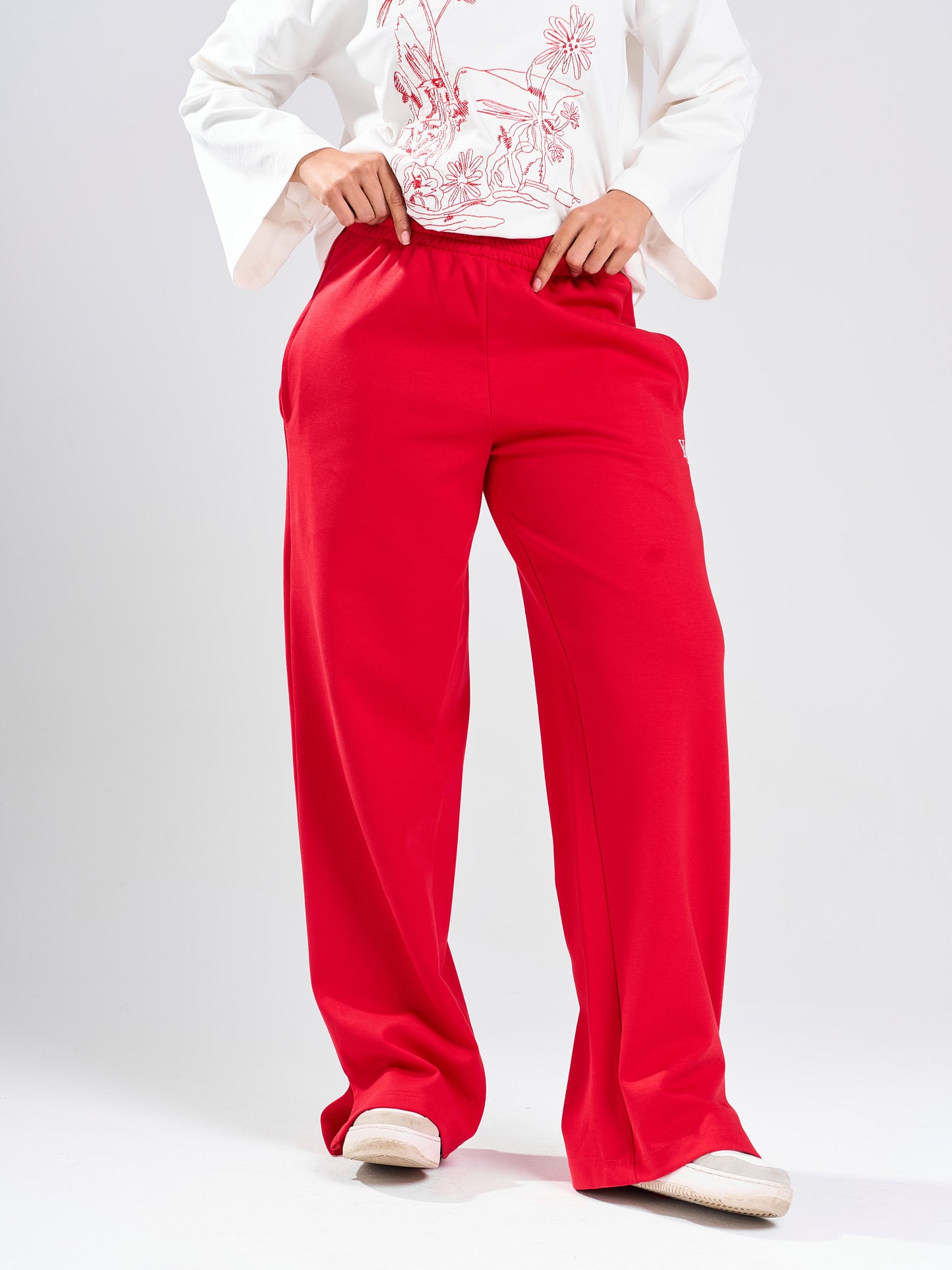Wide-Leg Cotton Sweatpants