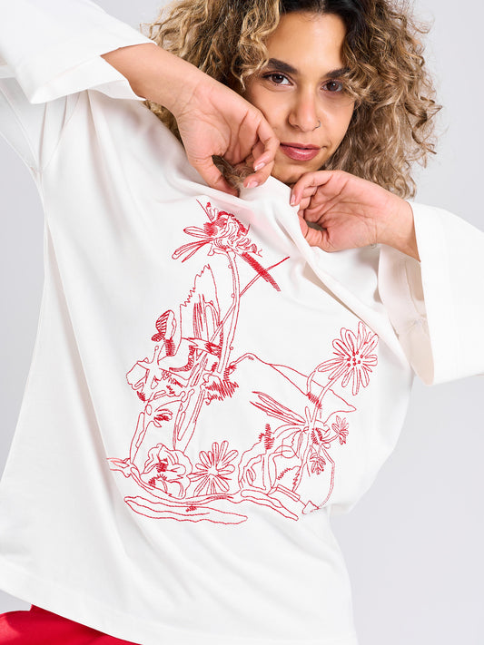 Scarlet Bloom Graphic T-Shirt
